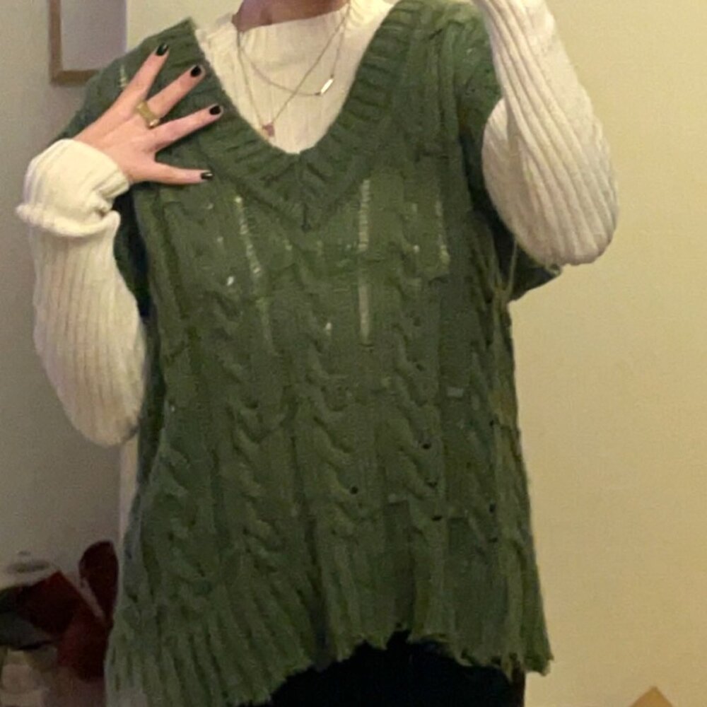 VRG Girl Olive Green Knit Vest